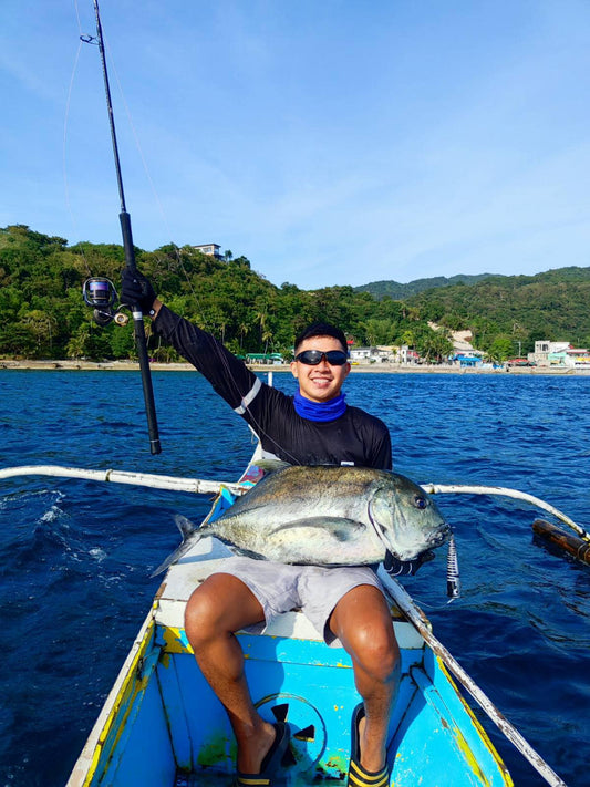 A 15kg GT caught by angler Josh Macnel Sulit using Daiwa BG MQ 6000 reel and his custom made popper - Ryoshi Pro Outfitters