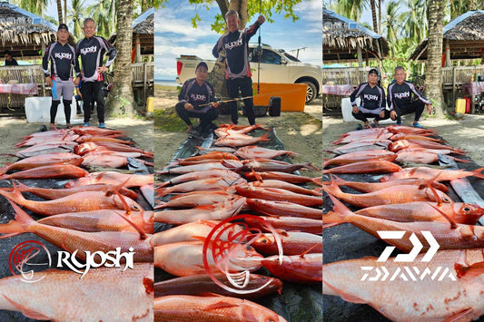 Team Ryoshi’s dynamic duo Angler Arriz Fundales and Angler Andres Padregosa hauling ruby snappers - Ryoshi Pro Outfitters