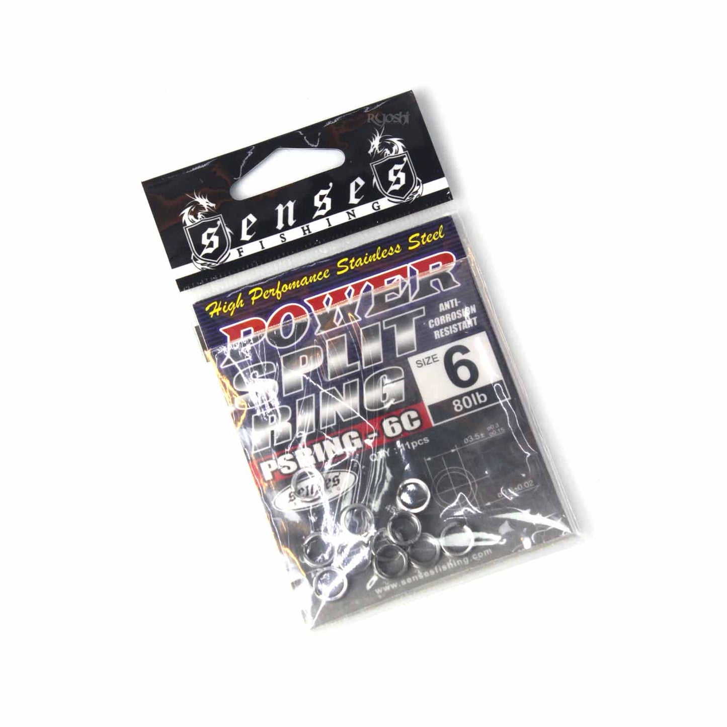 STAINLESS STEEL POWER SPLIT RING 6 #80LB CHROME (11 PCS)
