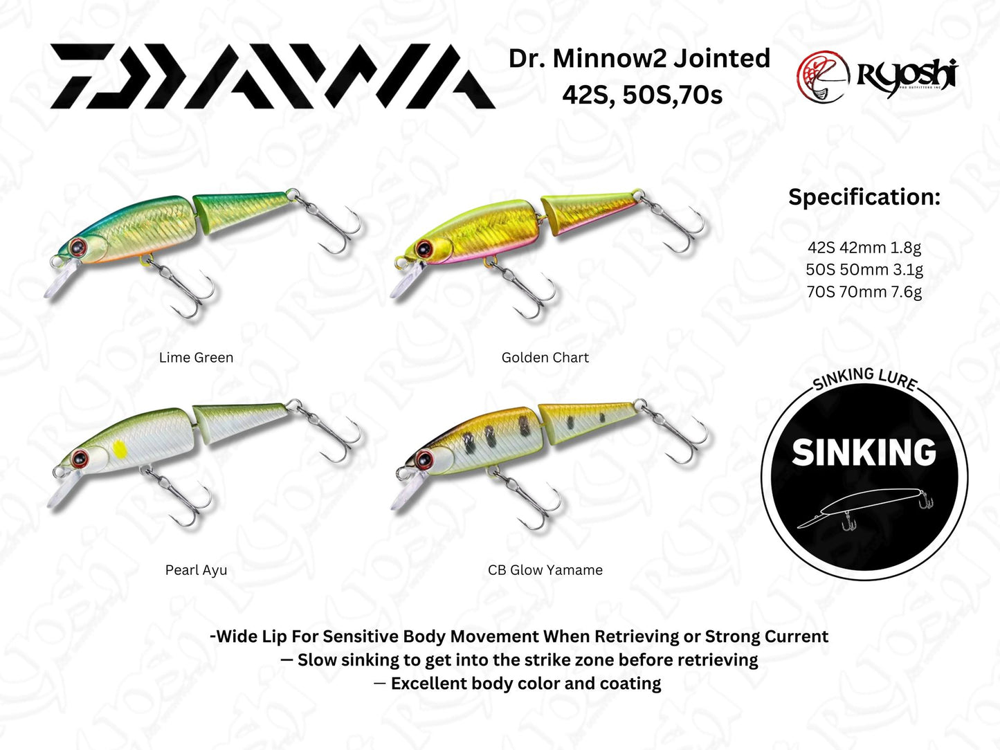 Daiwa DR. Minnow 2 Jointed (#42S / #50S / #70S)