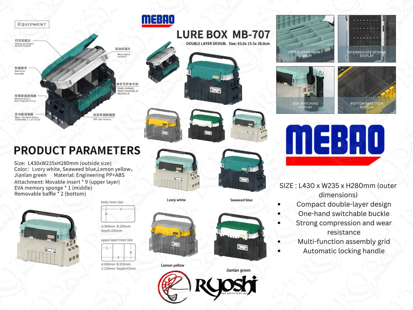 Mebao MB 707 2-Layer Tackle Box (Medium)