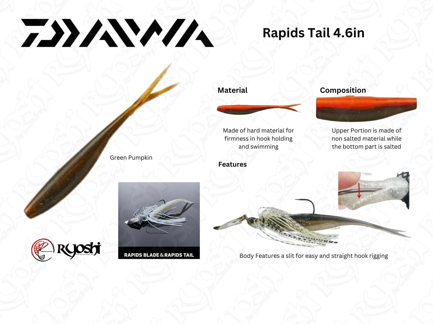 Daiwa Rapids Tail 4.6in Green Pumpkin