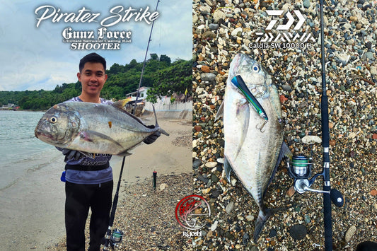 A nice sized GT (Giant Trevally) caught by angler/ Ryoshi Pro Outfitters tester Josh Macnel Sulit during his recent popping session - Ryoshi Pro Outfitters