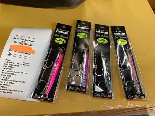 Tuesday grind!!! Customers choice for light jigging, Sea Falcon jigs proven to be very efficient specially on reaction bites!!! -Ryoshi Pro Outfitters