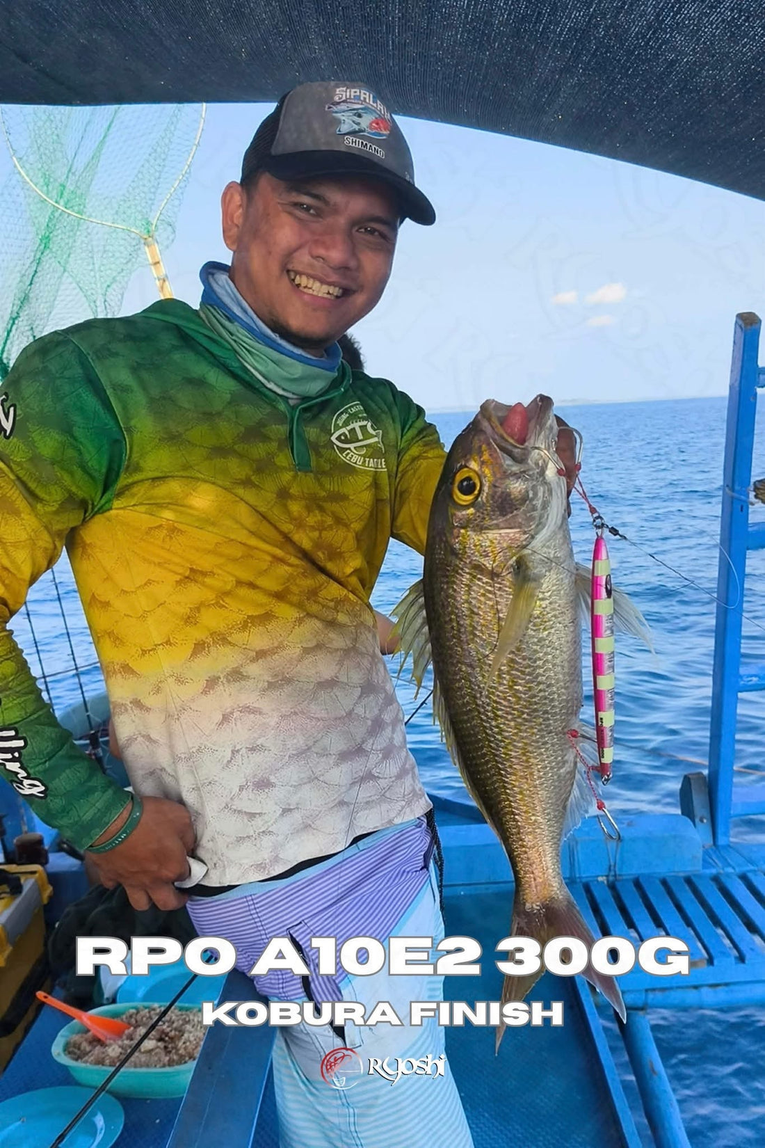 Ryoshi Pro Outfitters tester angler Tejz Ligan landing a nice rusty jobfish using RPO A10E2 Kobura finish 300g