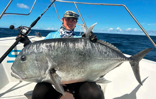 Team Ryoshi Takehiro Nakamura landing a 40kg Giant Trevally while popping in cagayan during the team's recent jig n pop session - Ryoshi Pro Outfitters