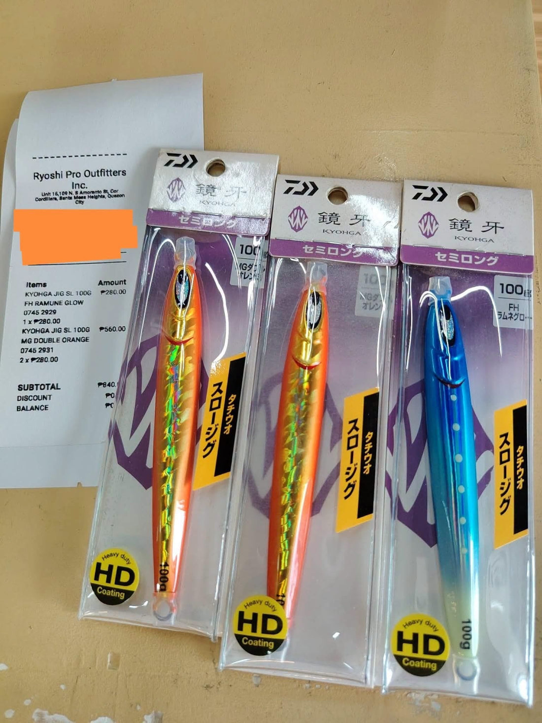 Daiwa 100g jigs, effective for light jigging in strong currents, wednesday grind!!! Thanks for the support!!! - Ryoshi Pro Outfitters
