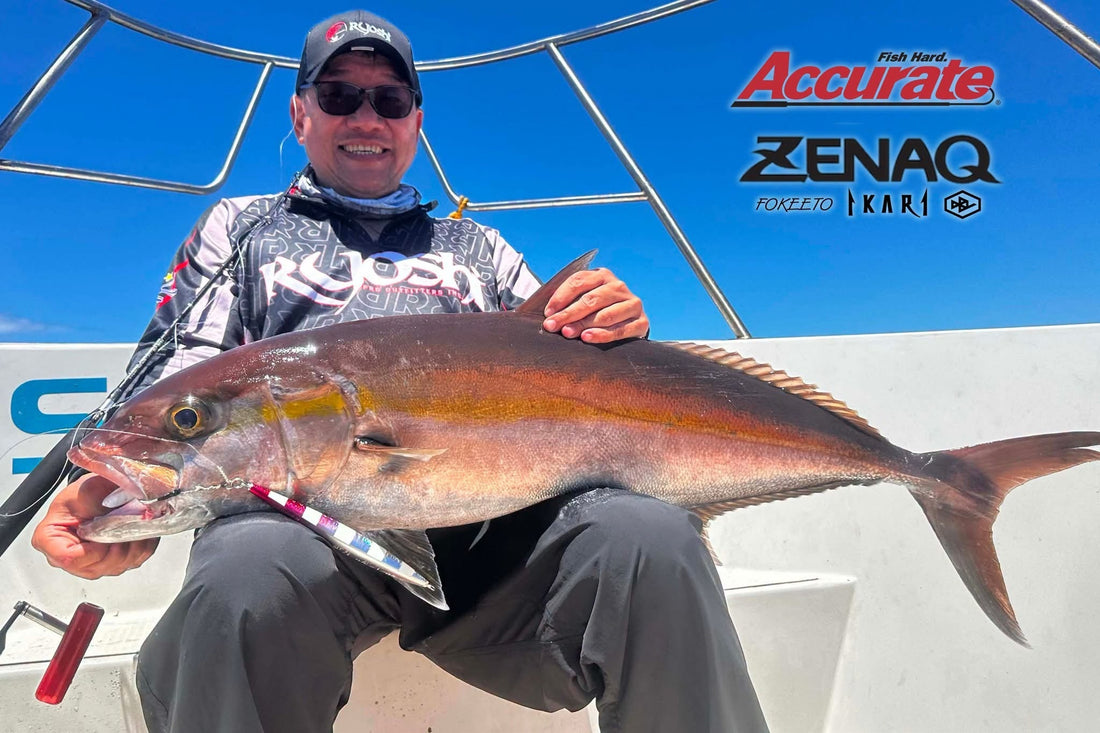A Double Digit Amberjack Caught on Zenaq Ikari DBL J10 rod and Accurate Boss Extreme 500n during Team Ryoshi Pro Outfitters recent Jig n Pop expedition in Sta. Ana Cagayan. - Ryoshi Pro Outfitters