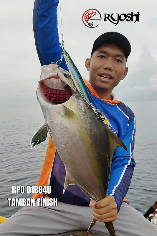 Angler Sanvic Tiaga with a nice size AJ caught on RPO D1B84U ikan tamban finish with decoy Pike type R hooks. -Ryoshi Pro Outfitters