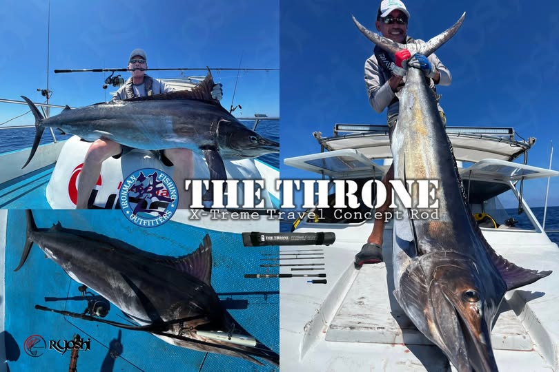 Mr. Ironman Ng owner of ironman travel rods using using his very own Ironman The Throne travel Rods TT77XHS-7 pe 3-6 for popping game and landing a huge marlin. - Ryoshi Pro Outfitters