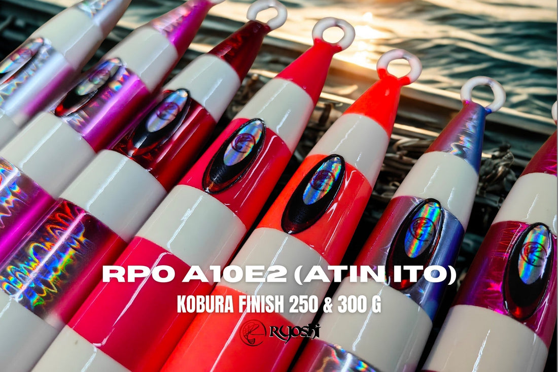 The new Ryoshi Pro Outfitters Jig RPO A10E2 (Atin ito) Kobura Finish, A well-balanced jig with a slightly wider body than the other pencil like jigs. - Ryoshi Pro Outfitters