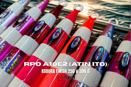 The new Ryoshi Pro Outfitters Jig RPO A10E2 (Atin ito) Kobura Finish, A well-balanced jig with a slightly wider body than the other pencil like jigs. - Ryoshi Pro Outfitters