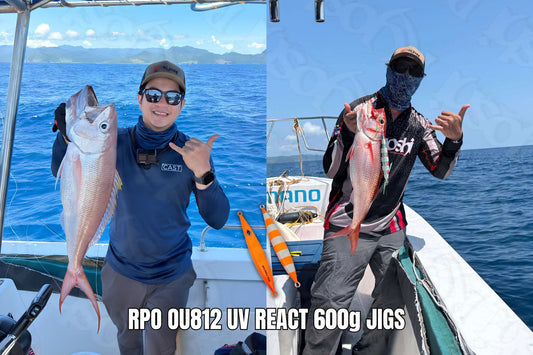 Team Ryoshi Pro Outfitters angler Alvin Soriano and Michael Panlilio landing silver mouth snappers and ruby snappers using RPO OU812 uv react 600g jigs. - Ryoshi Pro Outfitters