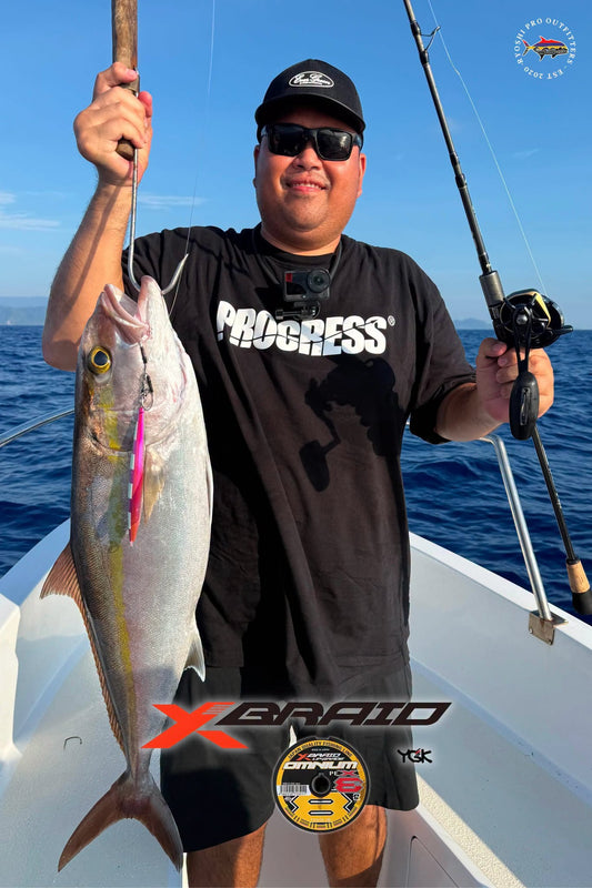 A nice Amberjack caught by angler Ronald Bondoc using XBriad YGK Ominum pe3 Braid. - Ryoshi Pro Outfitters