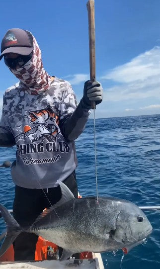 Angler / ryoshi pro tester Josh Macnel Sulit again landing a big 8kg Giant Trevally onboard his jigger boat using Piratez Strike Gunz Force Shooter rod and Daiwa Certate SW 10000H.  - Ryoshi Pro Outfitters