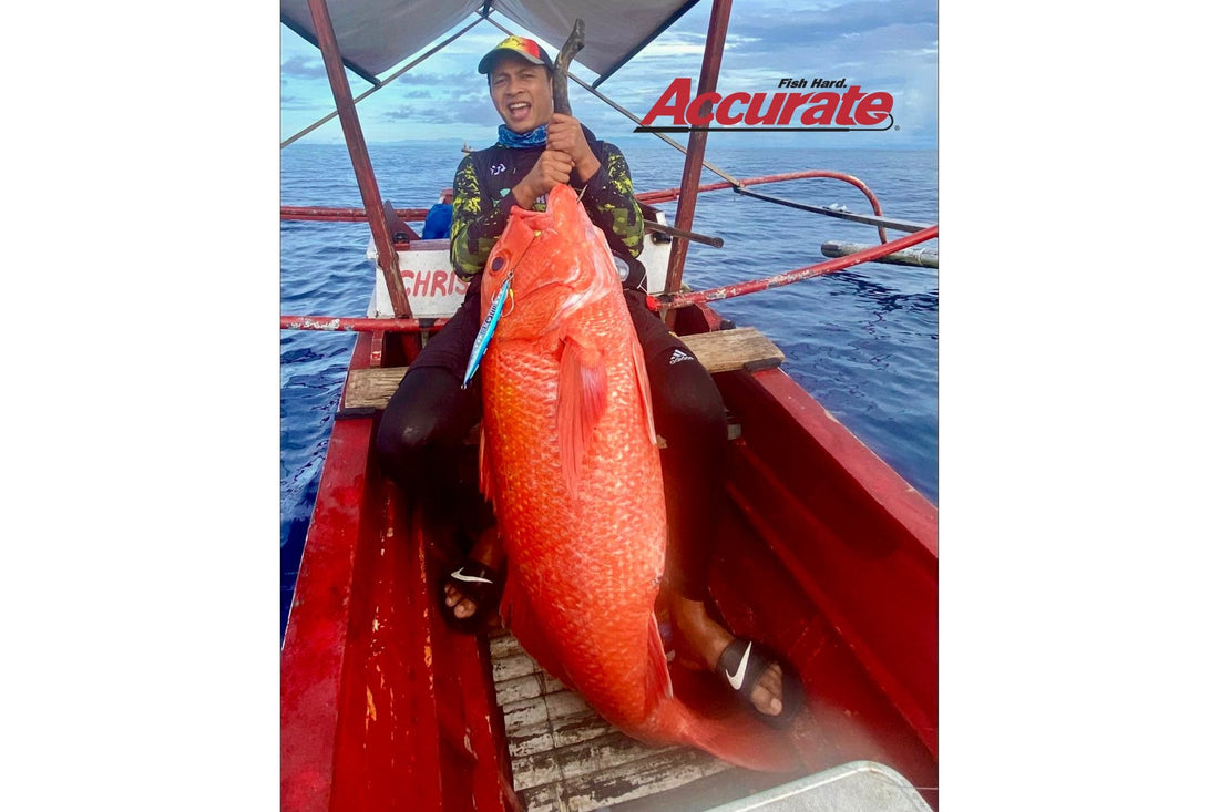Angler Kibho-ivan Ramos Quibuyen landed a massive 31.5kg ruby snapper from the depths of 180m on his last jigging session. - Ryoshi Pro Outfitters
