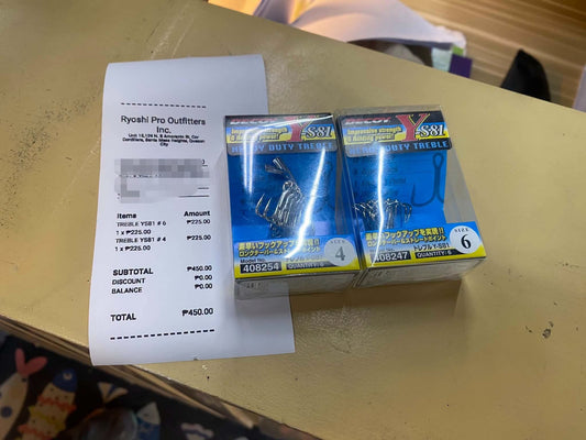 Friday grind, Decoy ys-81 Heavy duty treble hook is this customers choice for his light gaming hooks.  - Ryoshi Pro Outfitters