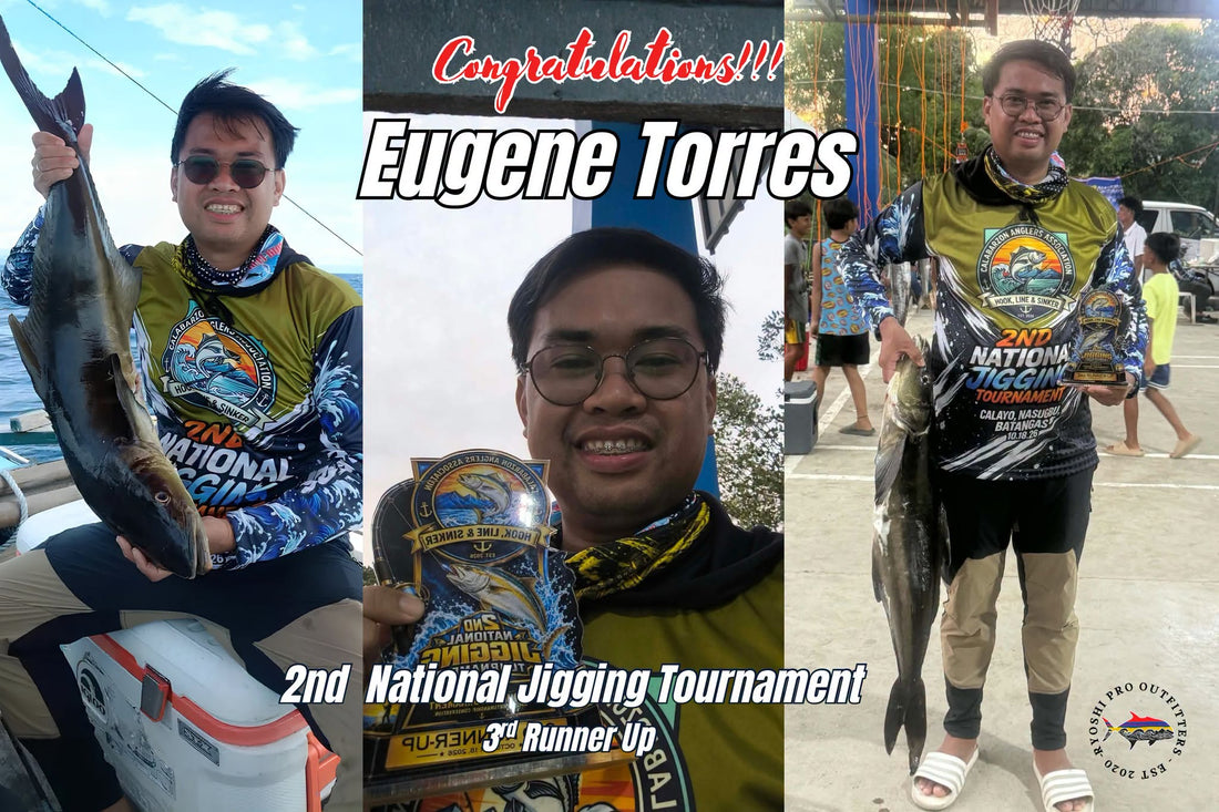 Congratulations to sir Eugene Torres for capturing the 3rd Runner up on the recently concluded 2nd Calayo National Jigging Tournament, sir Eugene landed a 7.65 kg cobia - Ryoshi Pro Outfitters