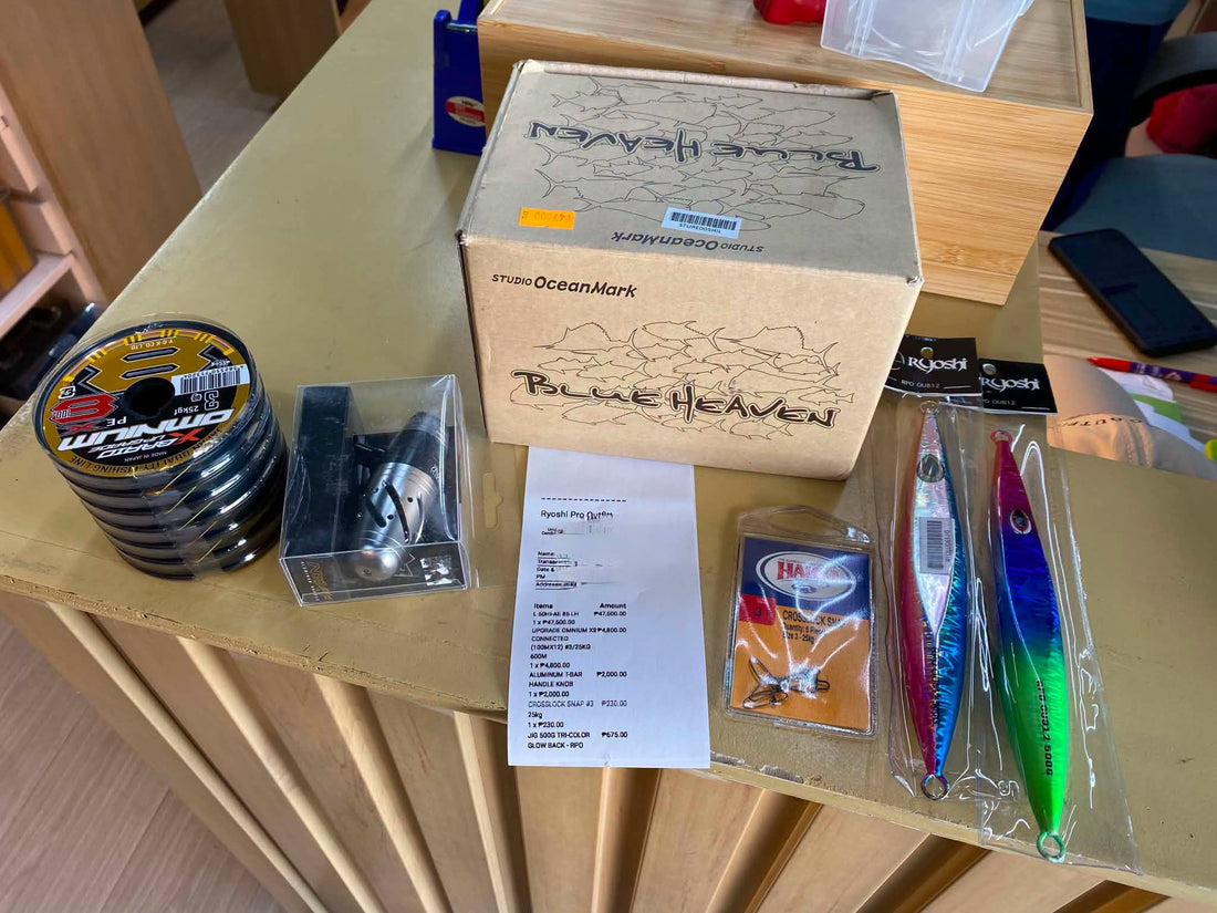 Friday grind!!! Blue heaven SOM BL50 lined with xbraid ygk omnium pe3 and RPO OU812 jigs is customers choice for his next jigging adventure.-Ryoshi Pro Outfitters