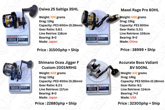 Specs and price comparison so you can decide whats best for you, all 4 reels casme from 1 pc aluminum billet. - Ryoshi Pro Outfitters