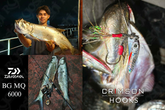Angler Josh Macnel Sulit landed 2 large sized tarpons during his jig casting sessions in South America using BG MQ 6000H ark reel and Crimson Hooks, Congrats sir Josh!!! - Ryoshi Pro Outfitters