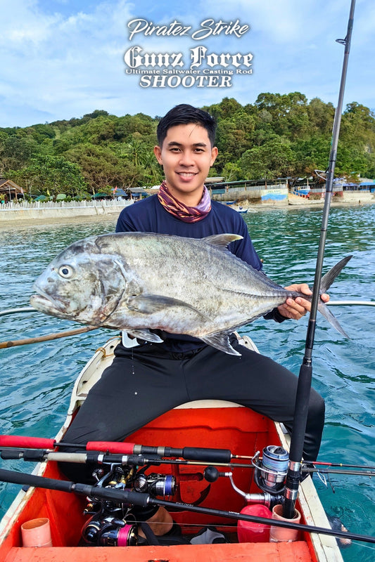 This big Giant Trevally didn’t stand a chance with the brute power of Piratez Gunz Force Shooter popping rod used by angler/ Ryoshi Pro Outfitters tester Josh Macnel Sulit  - Ryoshi Pro Outfiters