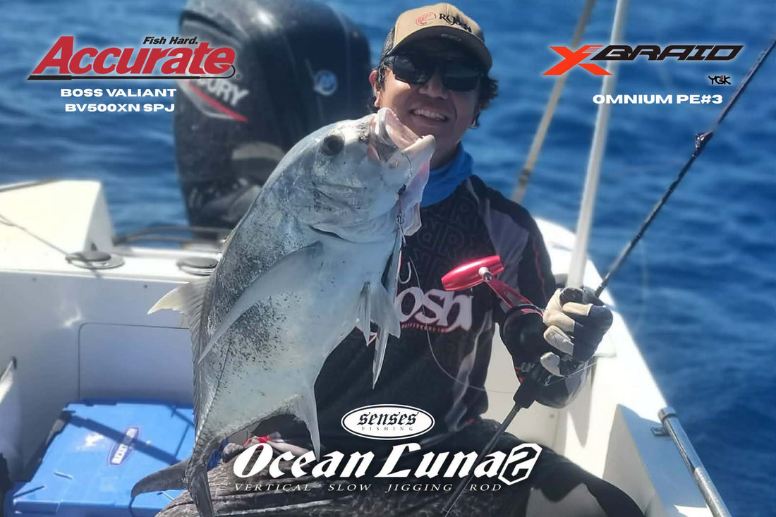 Team Ryoshi Pro Outfitters angler doctor Michael Lawrence Panlilio Landing a nice size GT using Senses Ocean Luna2 Rod and Accurate Boss Valiant BV 500XN  - Ryoshi Pro Outfitters