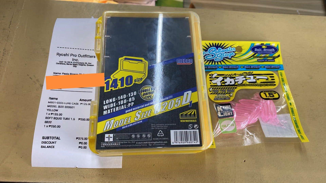Mebao jighead tackle container and bait breath ajing soft lure are cuatomers choice for his next ajing session, thanks for the patronage, saturday grind!!! - Ryoshi Pro Outfitters
