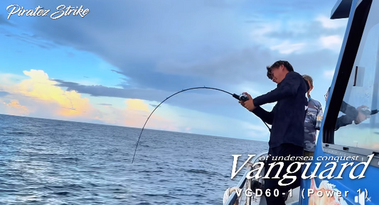 Appreciate the progressive action of Piratez Strike's Vanguard jigging rods.  - Ryoshi Pro Outfitters / Piratez Strike