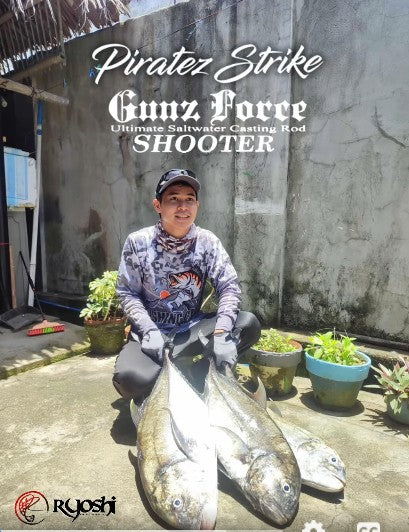 Angler Josh Macnel Sulit landing 3 nice sized GTs using Piratez Strike Gunz Force Shooter and Daiwa SW Certate 10000H during his recent trip. - Ryoshi Pro Outfitters