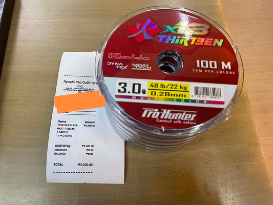 Saturday grind!!!! Prohunter x13 braid, stronger, Rounder, less water drag and low visibility color to avoid fish bite on the line. 100m continuos line. - Ryoshi Pro Outfitters