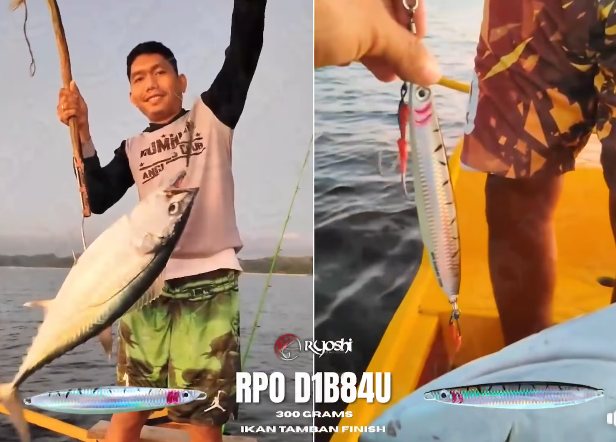 Angler Sanvic Tiaga of Sta Fe Romblon landing a nice sized dogtooth tuna using RPO D1B84U ikan tamban finish jig.  - Ryoshi Pro Outfitters