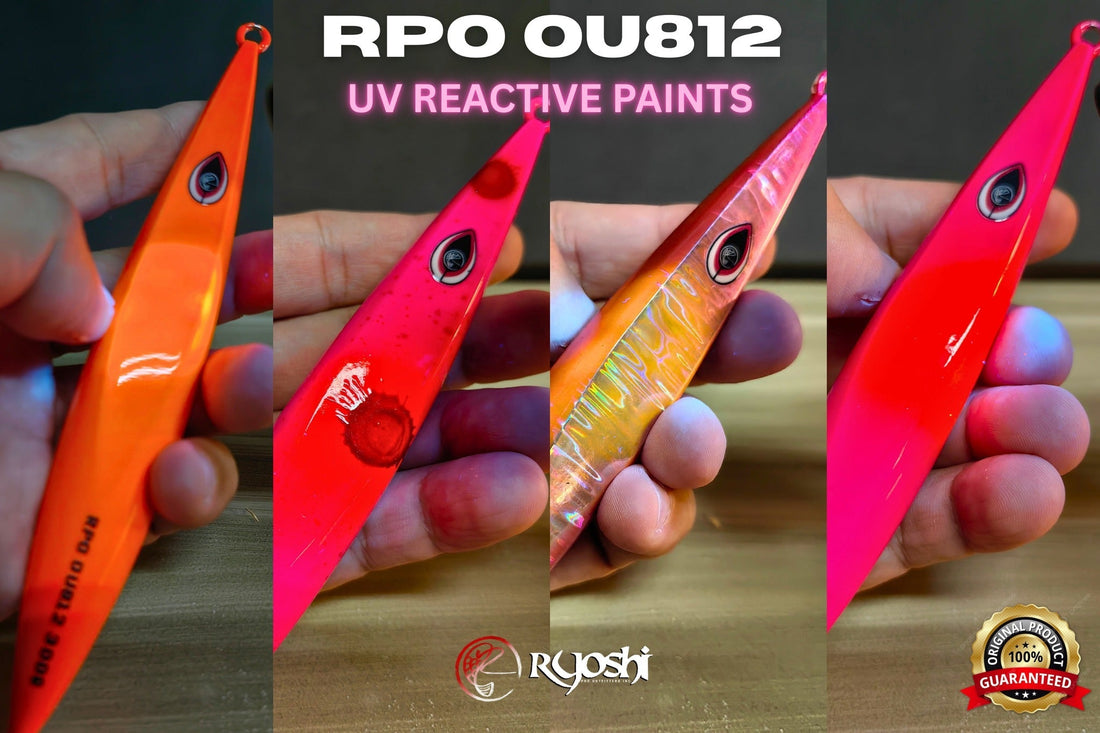 The RPO OU812 jig UV react models are jigs that changes their color when hit by uv rays from the sun making them switch from darker color to a lighter one as it goes down the water column - Ryoshi Pro Outfitters