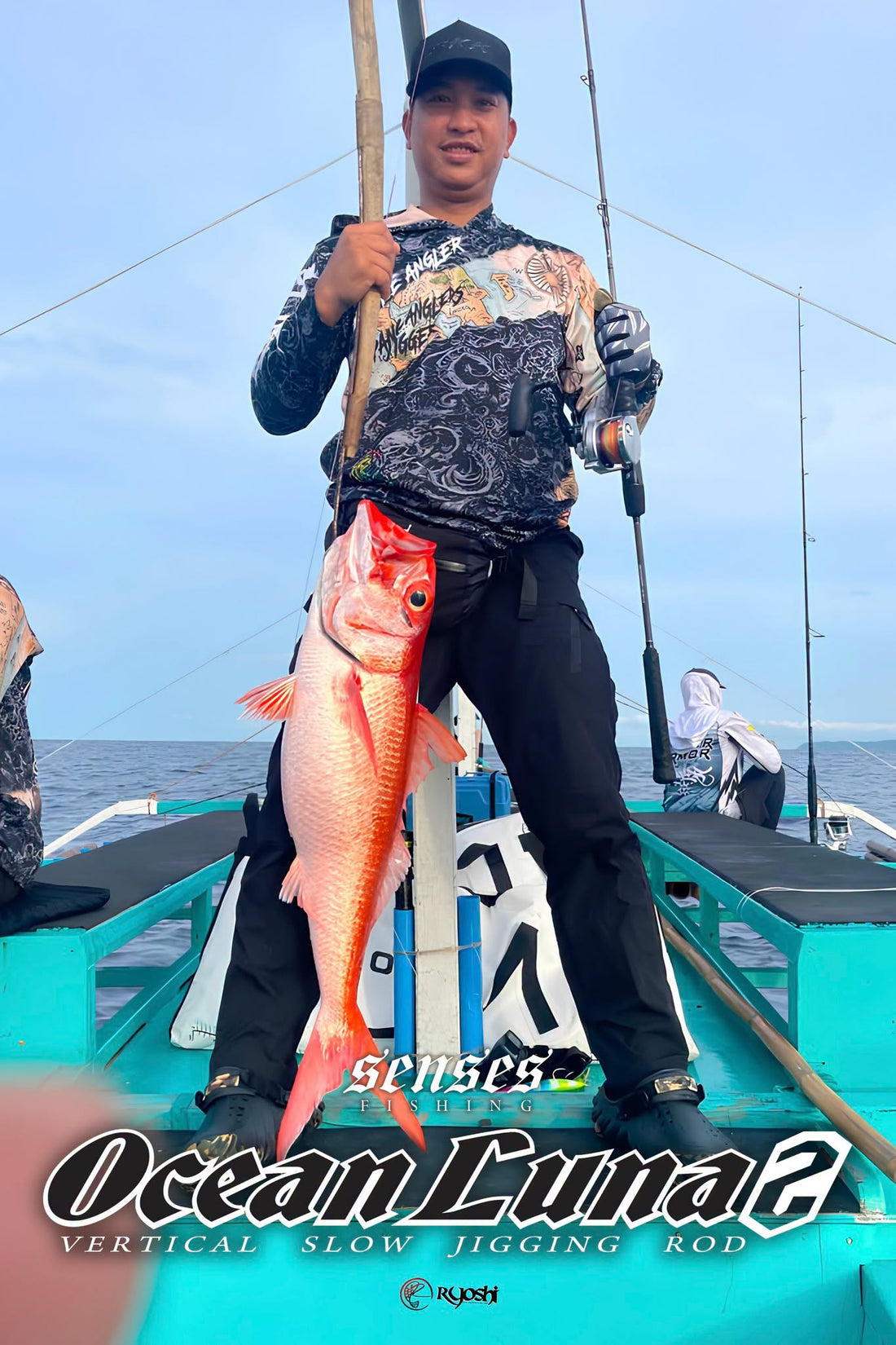 Angler PJ Mirabuena landing a heft 7kg Ruby snappers from the depths of Talaotao using Senses Ocean Luna 2 Rod. - Ryoshi Pro Outfitters