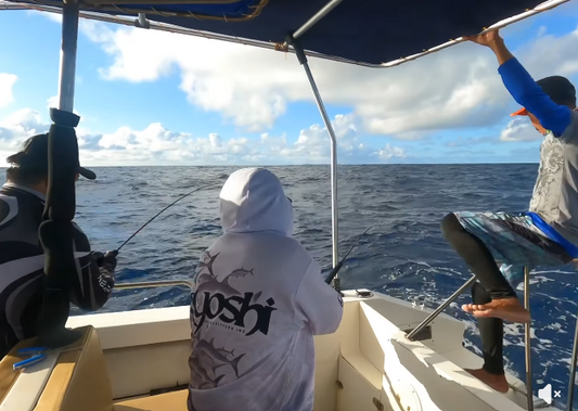 Team Ryoshi trying to make the most out of the situation with strong undercurrent plus waves - Ryoshi Pro Outfitters