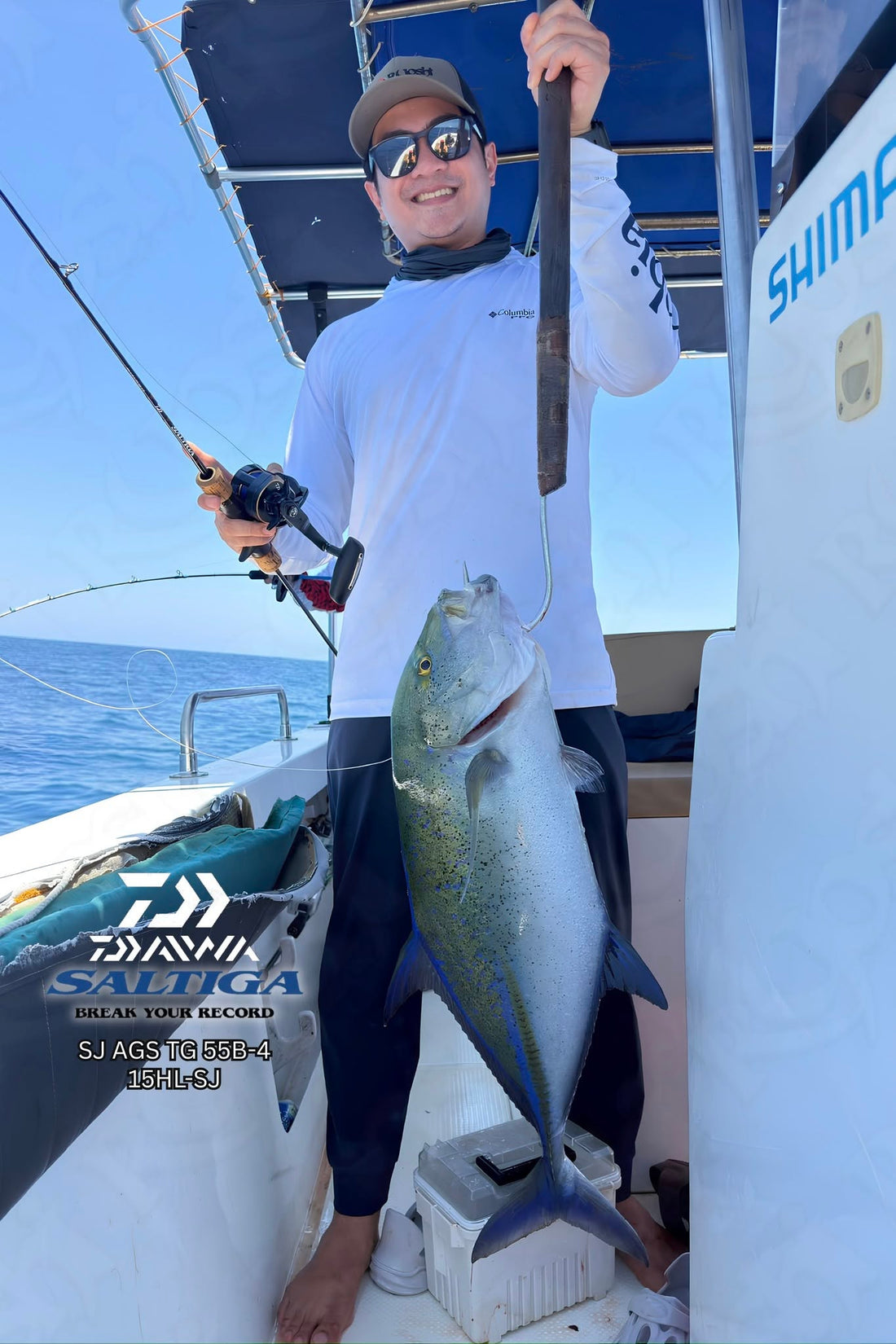 Saltiga AGS TG 55B-4 + Daiwa Saltiga 15HL-SJ = A huge blue fin trevally!!!! Caught by Angler Alvin Soriano -Ryoshi Pro Outfitters