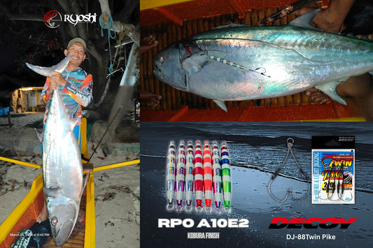 Caught by Angler Sanvic Tiaga this 45.5kg Dogtooth tuna got lured on RPO A10E2 Kobura jig with Decoy hooks - Ryoshi Pro Outfitters