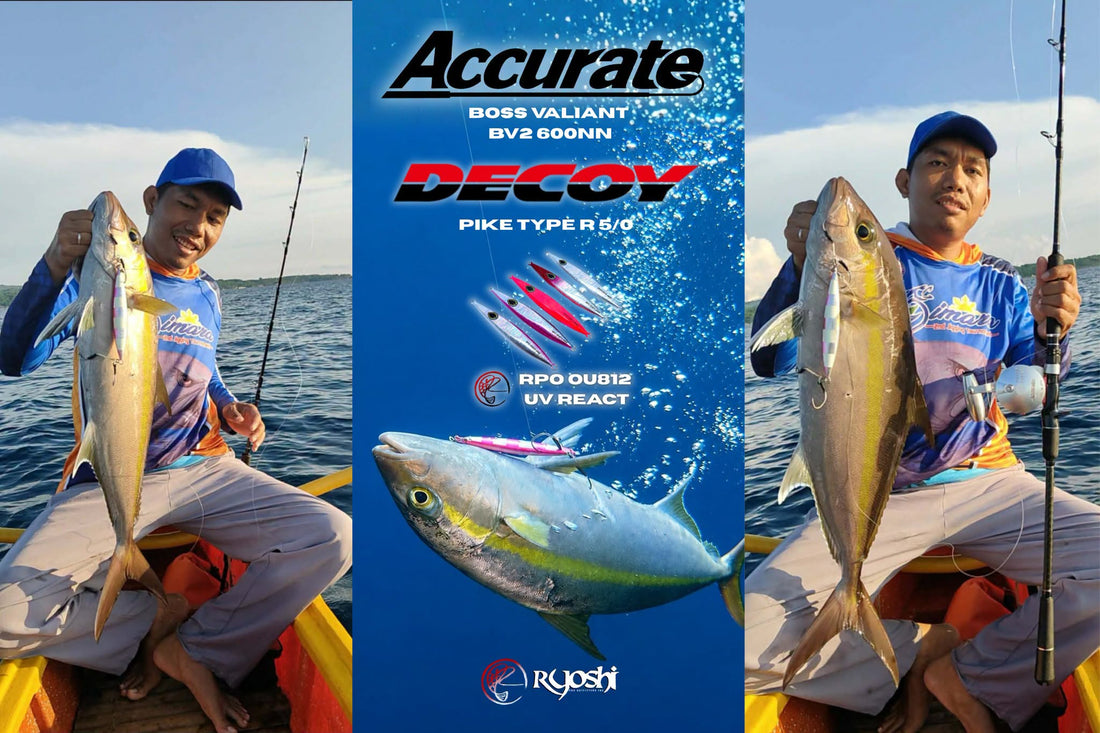 Angler Sanvic Tiaga with a nice size Amberjack landed using Accurate Valiant BV2 600NN and RPO OU812 uv react jig with Decoy Pike Type R 5/0 assist hooks, Congrats sir Sanvic!! - Ryoshi Pro Outfitters