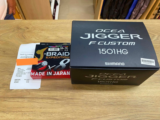 Shimano OJ 1501 for lighter jigging sessions, combined with daiwa jbraid expedition. Thanks for the support!!! - Ryoshi Pro Outfitters