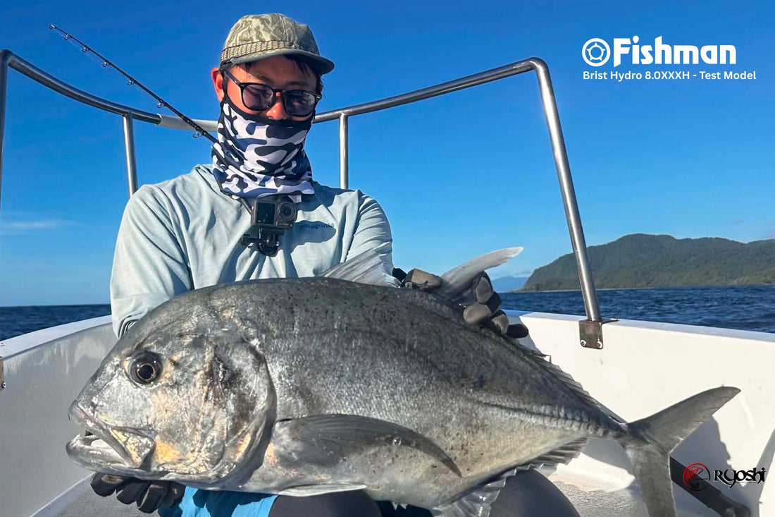 Fishman tester angler Takehiro Nakamura with another GT caught while popping in Cagayan with team Ryoshi Pro Outfitters.  - Ryoshi Pro Outfitters