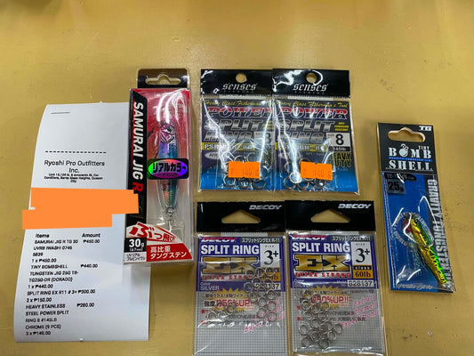 Terminal tackles for micro jigging and jig casting chosen by customer for a weekend fishing session - Ryoshi Pro Outfitters