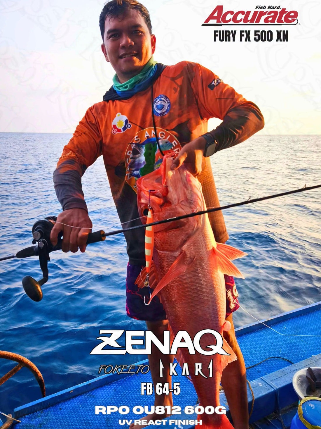 Ryoshi Pro tester Tejz Ligan with a tournament winning fish landed using Accurate Fury FX 500N and Zenaq Ikari rod. - Ryoshi Pro Outfitters