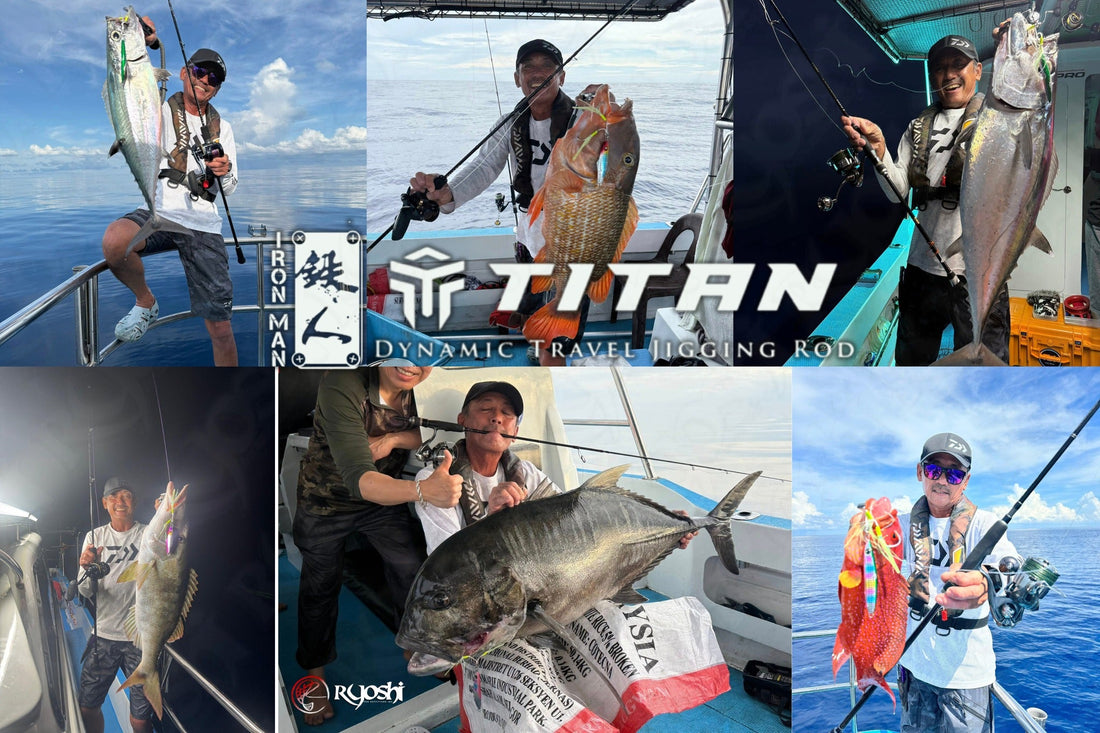 Mr Ironman Ng with his nice catches on his recent Bintulu fishing trip using Ironman Titan Travel Jigging Rods  - Ryoshi Pro Outfitters