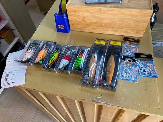 Friday grind, Toman lures and terminal tackle for this customers next toman hunt. Thanks for the patronage sir. - Ryoshi Pro Outfitters