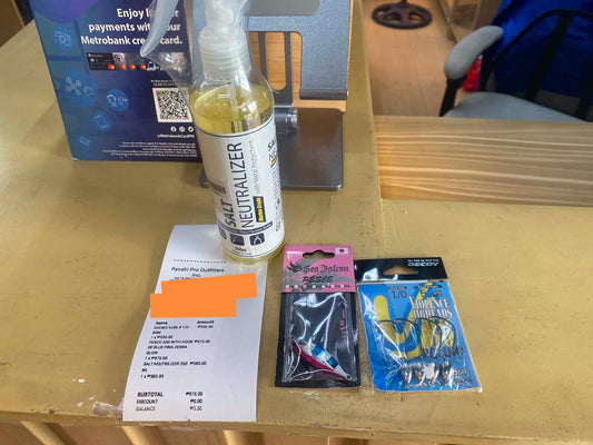 Wednesday grind, customer chooses salt neutralizer to ensure salt particles will be washed away on reels rods and tackles that were subjected to sea water conditions. -Ryoshi Pro Outfitters