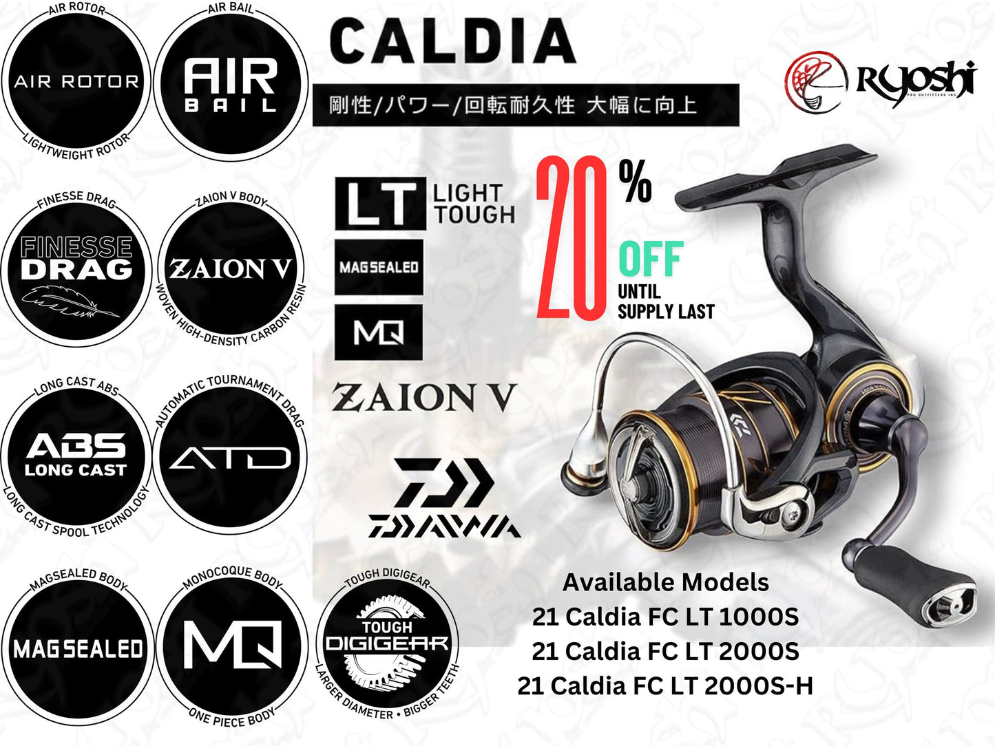 Daiwa 21 Caldia fc lt 1000s, 2000s, 2000s-h, 2500s-xh