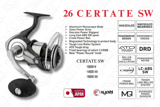 Daiwa 26 Certate SW 10000 H / 14000 XH / 18000 H