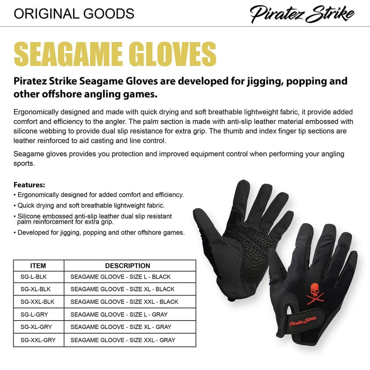 Piratez Strike Jigging and Popping Gloves