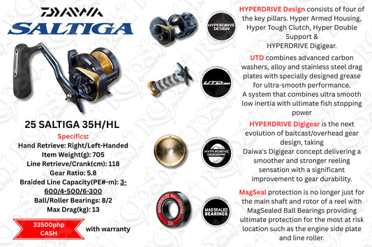 Daiwa 25 Saltiga 35H/HL (7/25)