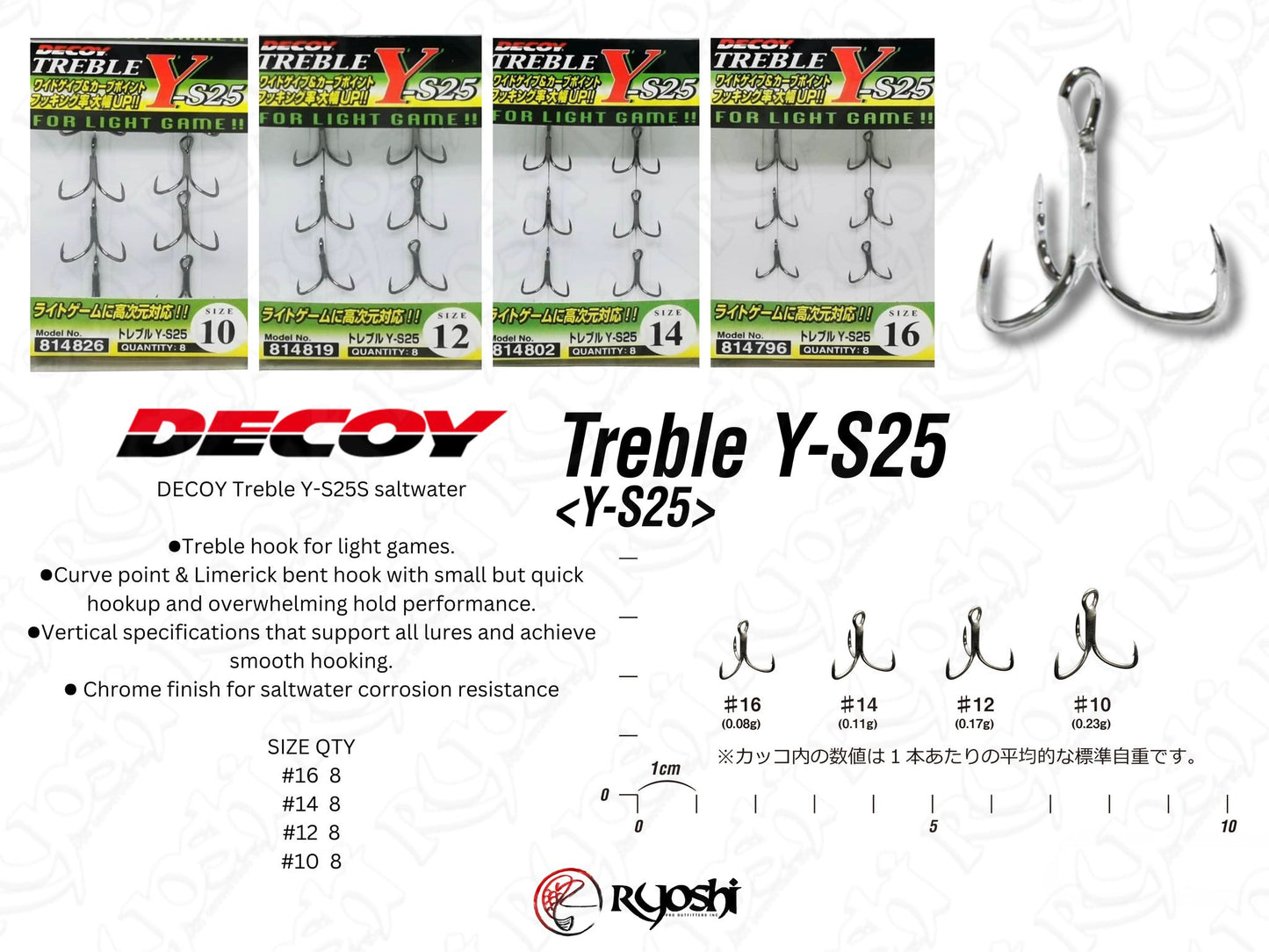 Decoy YS-25S Saltwater treble hooks Light Game
